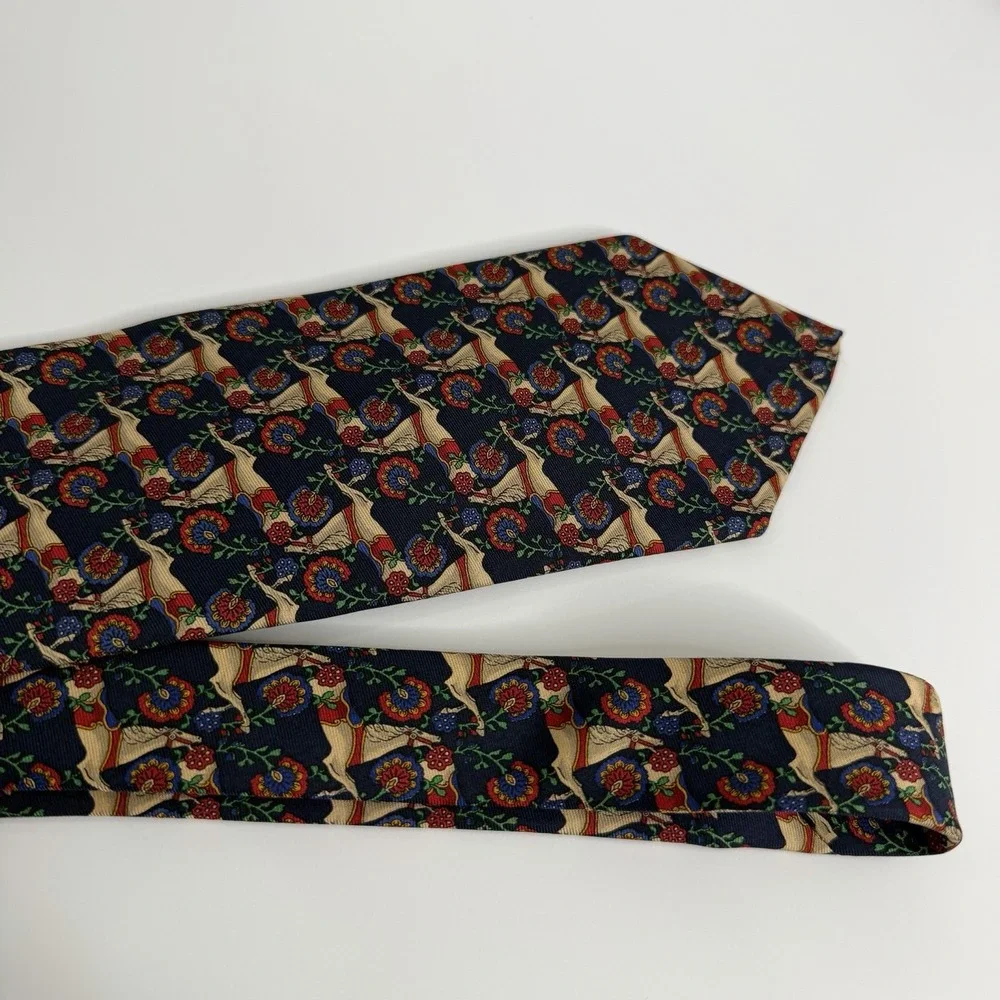 Jos. A. Bank Executive Silk Necktie Navy Red Equestrian Horse Saddle 3 5/8 X 58